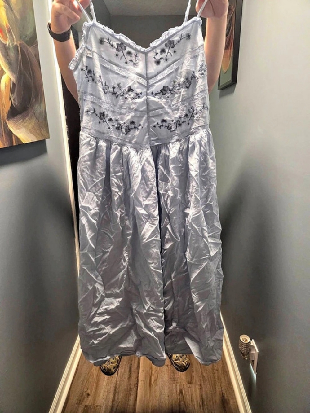 American Eagle Floral Maxi Dress in Blue & White Like New